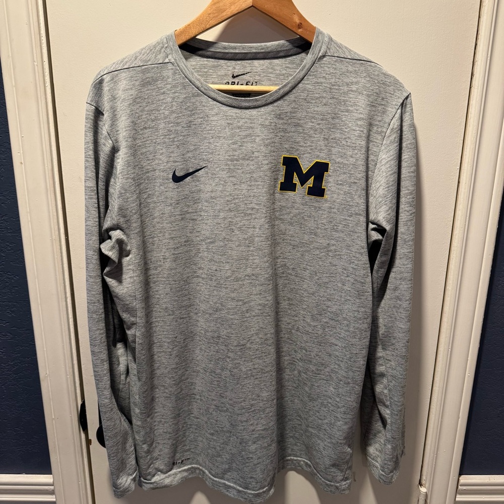 Nike Heather Gray Long Sleeve Men's Tee MICHIGAN